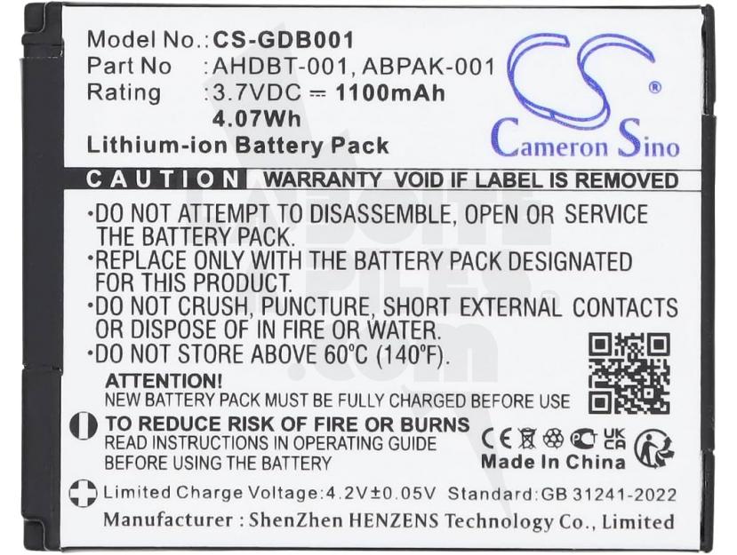 BATTERIE LI-ION 3.7V - 1100MAH POUR GOPRO img.jpg